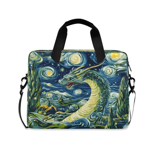 ALAZA Maletín para Laptop Estilo Van Gogh Dragón Verde miniatura 1