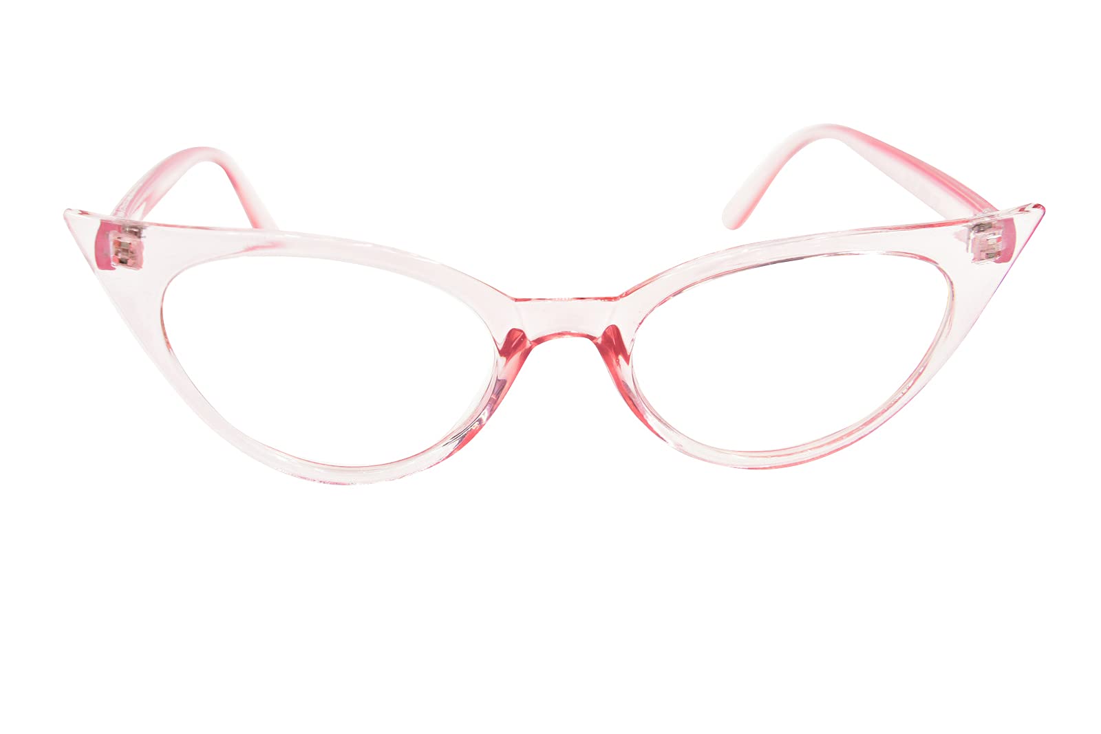 Fads & Fashions Unisex Transparent Pink Mt57 Retro 1950S 1960S Cat Eye Vintage Fashion Reading Glasses, Metal Hinges ( 3.0)