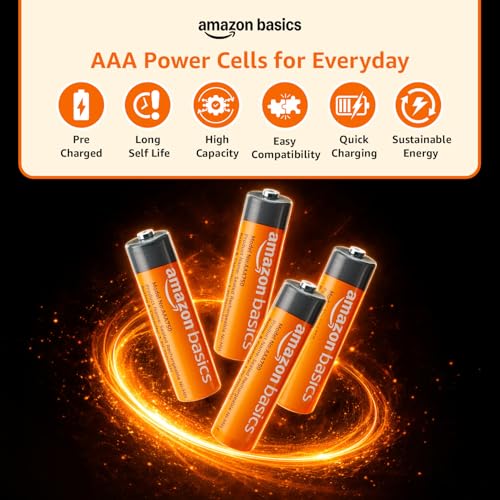 Image of Amazon Basics AAA Rechargeable 750 mAh Batteries | Ready-to-use | Pre-Charged Ni-MH Batteries (Pack of 4)