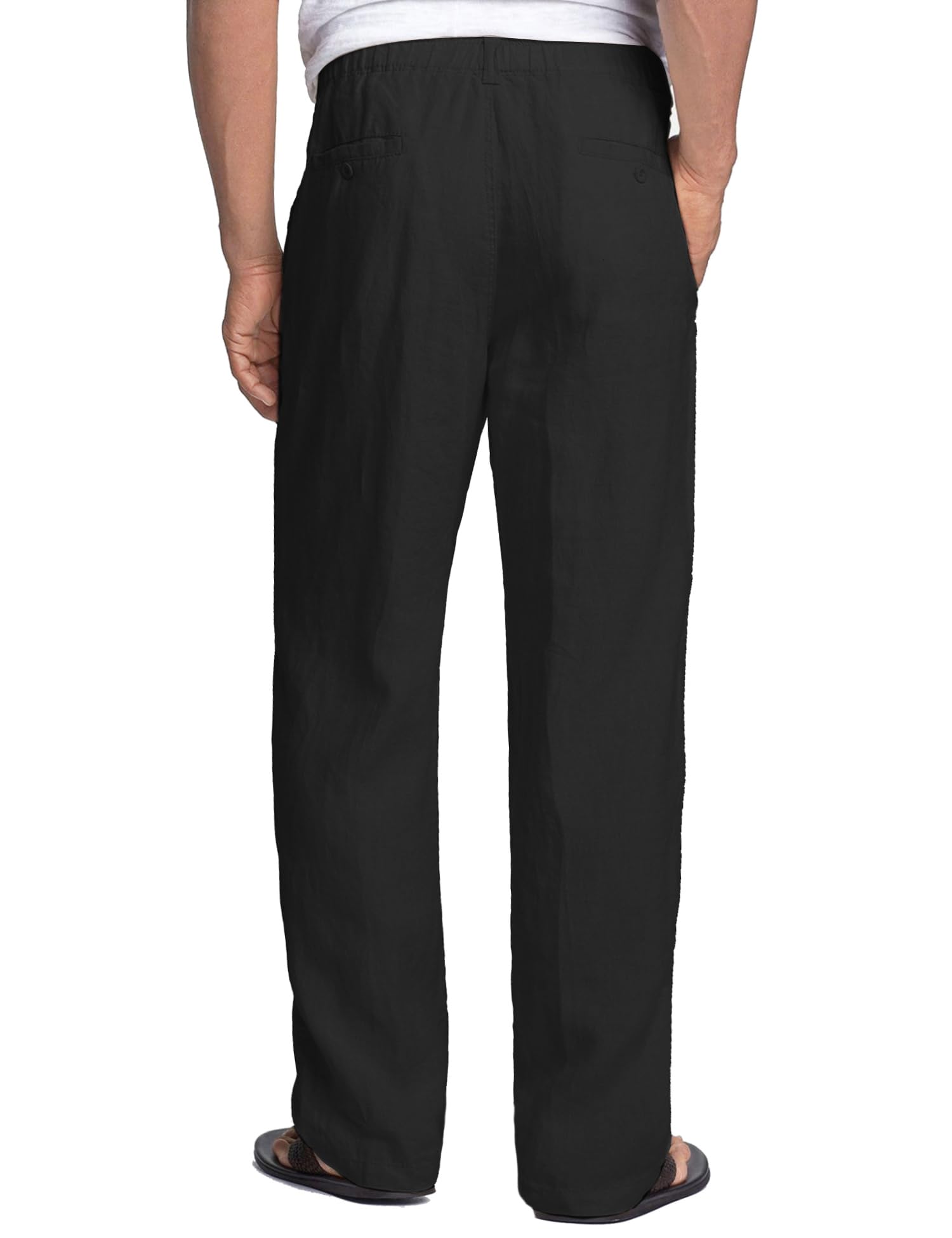 COOFANDY Pantaloni Lino Uomo Estivi Leggeri, Pantaloni in Misto Lino con Coulisse e Vita Elastica, Pantalone Casual Taglio Dritto per Mare, Spiaggia e Vacanza