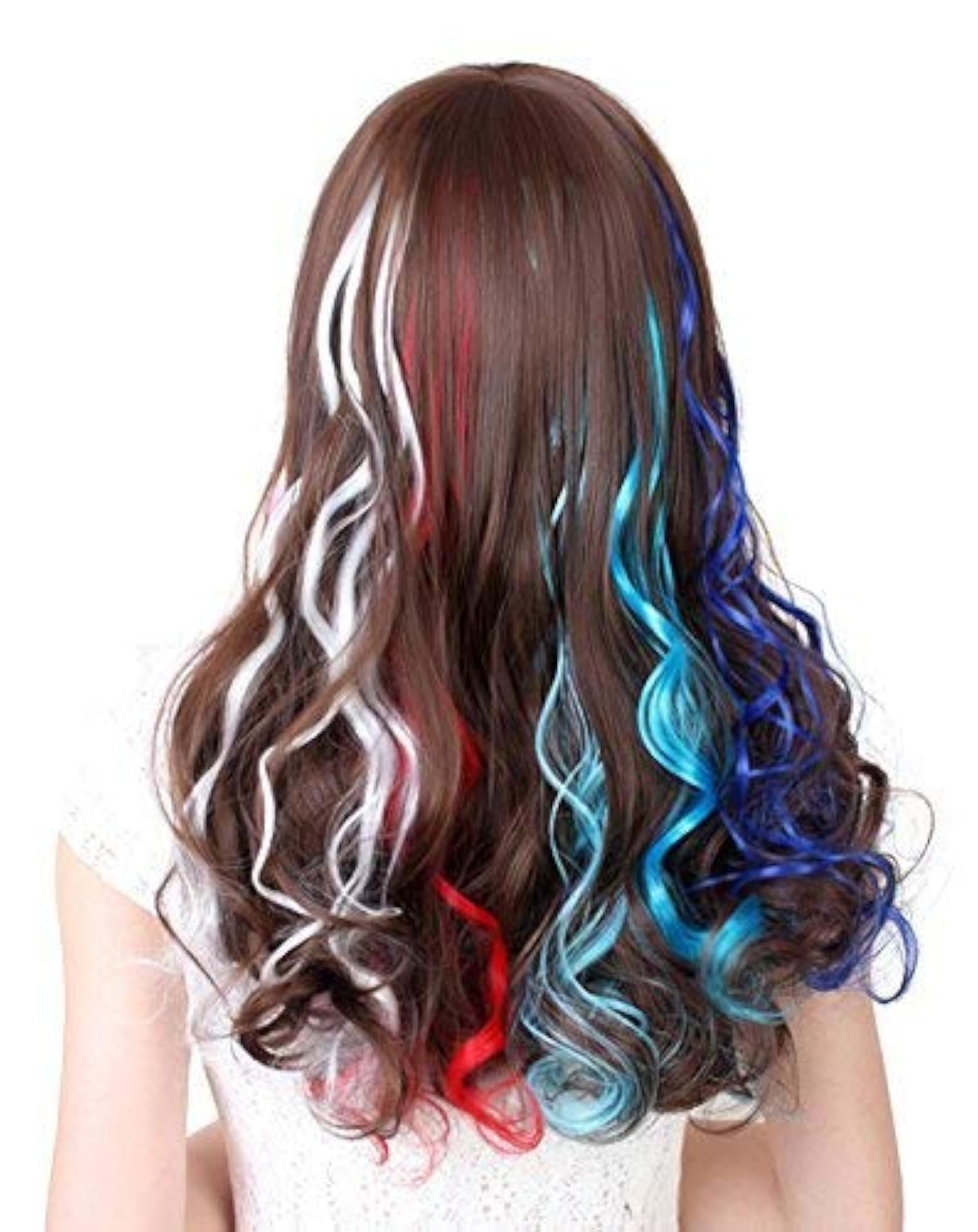 6pc Curly Hair Streak Colored Extension Highlighter
