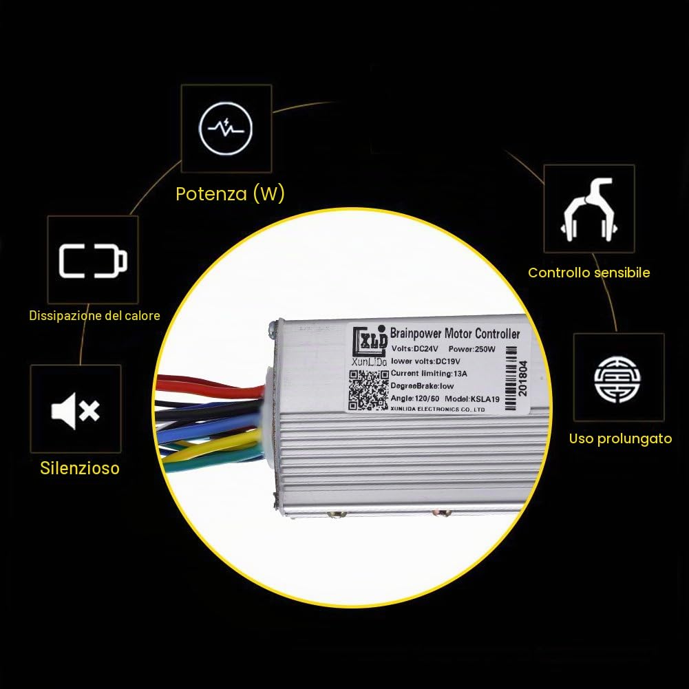 Controller Senza Spazzole 24V 250W in Alluminio per Scooter Elettrici Veicoli Elettrici Quad Mobilit¨¤ Elettrica Regolatore E-Mobilit¨¤ per e Scooter Elettrico