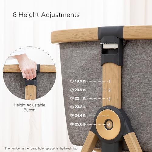 Maydolly 3 in 1 Baby Bedside Crib, Next to Me Crib,Travel Cot with Mattress,Rocking Bassinets Bedside with Storage Basket and Wheels, 6 Height Adjustable,Portable Baby Bed for Newborn Infant(grey) - Image 6