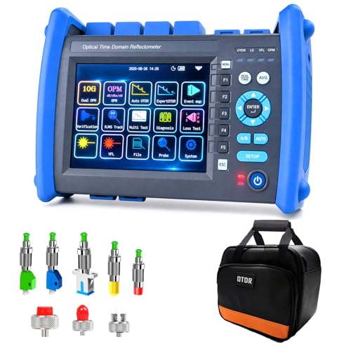 Image of 12-in-1 OTDR Optical Fiber Tester 1310 /1550 /1625nm,37 /36 /37db,5.6' Touch Screen,Integrat ing Automatic OTDR, Expert OTDR, Event Map, 10G Dual OPM,Optical Power Meter, End StateCheck