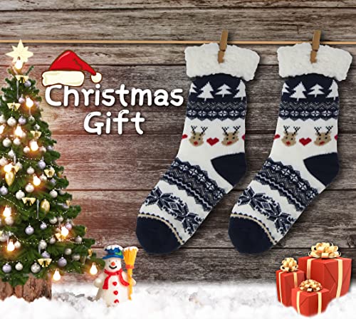 Image of BenSorts Women Winter Thick Slipper Socks with Grippers Non Slip Warm Fuzzy Socks Christmas Gifts