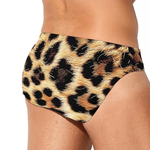 Leopard Skin Mens Swim Briefs Quick Dry Swimming Trunks Training Swimsuit Low Rise Swimwear3