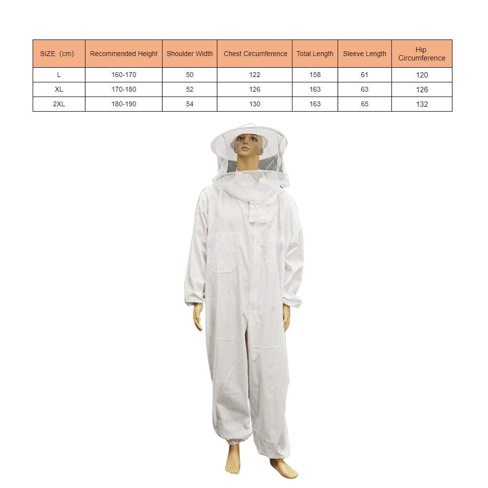 POHOVE Apicultura traje chaqueta apicultura con velo redondo profesional apicultura completa ventilada chaqueta apicultura ropa protectora para principiantes y comerciales apicultores