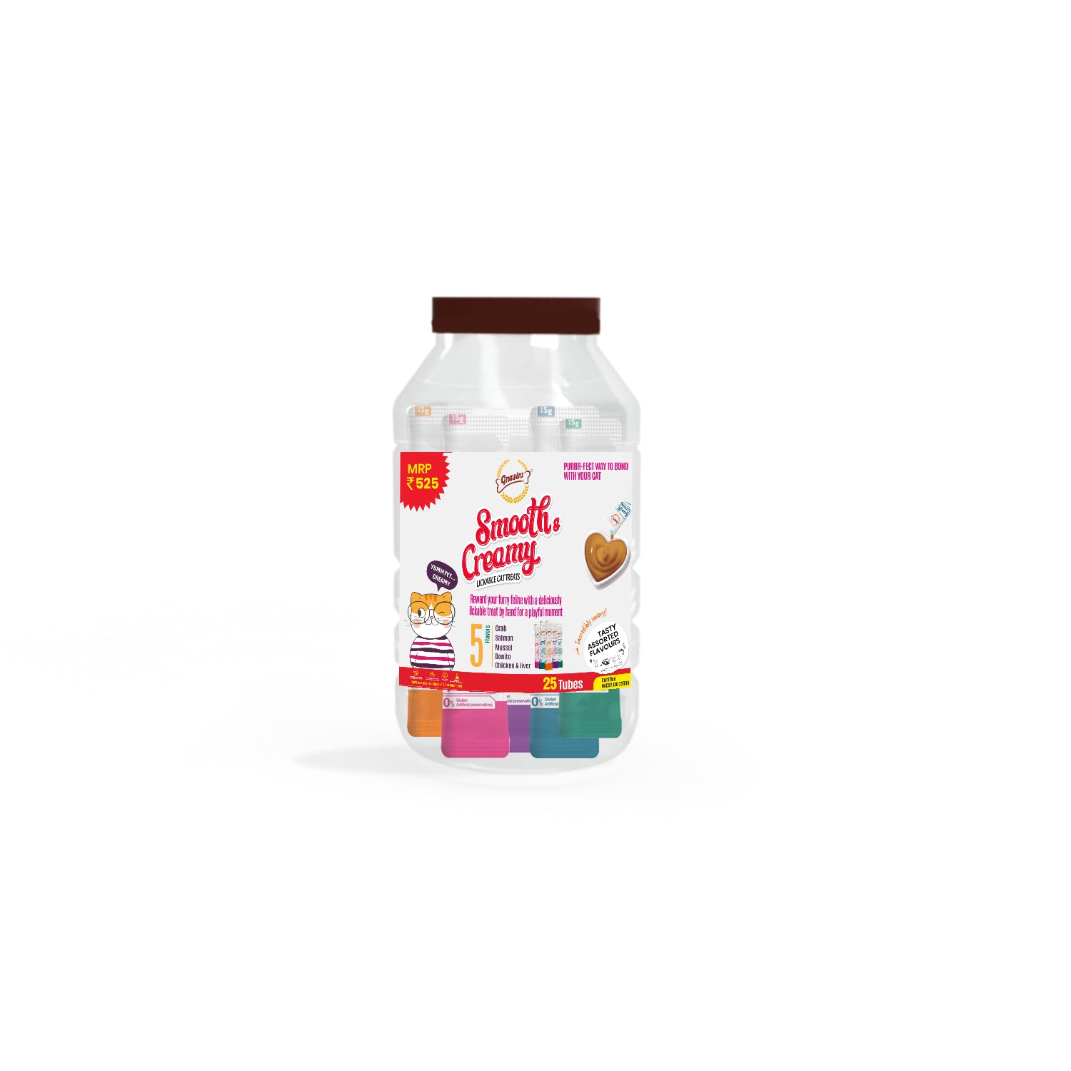 Gnawlers Smooth Creamy Treat For Cats With Tasty Crab, Salmon, Liver, Mussel, Bonito Single Tubes Jar (Pack Of 25 Tubes X 15G) Sold By Dogsncats All Life Stages (B0BYDS6JHD) Amazon Price History, Amazon Price Tracker