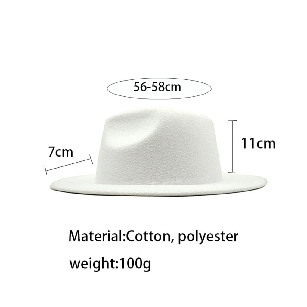 SaoBiiu Cappello di Feltro da Donna Autunno Inverno Cappelli Stile Fedora A Tesa Larga per Le Donne Cappelli da Chiesa Vintage Cappellino da Jazz Bianco A Tesa Piatta da Donna