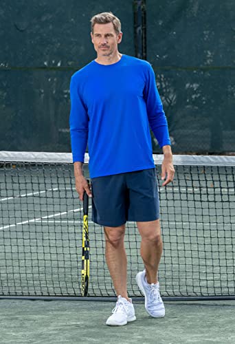 Ibkul Men's Athleisure Wear Sun Protective Upf 50+ Icefil Cooling Tech Long Sleeve Crewneck T-Shirt - 93199 White Solid M #TOP6