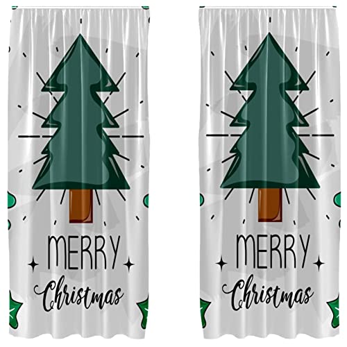 Cortinas opacas Merry Christmas Tree dormitorio microfibra juego de 2 paneles 55x84 2