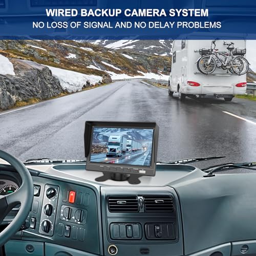 Image of Dual RV Backup Camera 7 Inch 4K Display Screen Loop Recording Voice Control System IP68 Infrared Night Rear View Camera Wired Kit RV Trucks Tractors Car Videorecorders （12-24V）