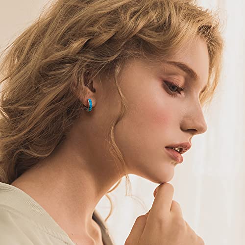 Opal Stud Huggie Hoop Earrings: Hypoallergenic 14K Gold/Silver/Rose Gold Plated Small Hoop Earrings for Women Sensitive Ears3