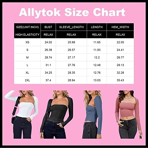 Allytok Womens Long Sleeve Open Front Cardigan Bolero Shrugs And Tube Tops Summer Y2K Club Party 2 Piece Set Summer Teen E-Girls White Small #TOP5