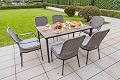 7-Piece Rattan Patio Dining Set for 6, Outdoor Furniture with Premium Faux Wood Tabletop, All-Weather Durable Wicker Table and Chairs Set, Elegance&Comfort, Ideal for Backyard and Garden Gatherings.