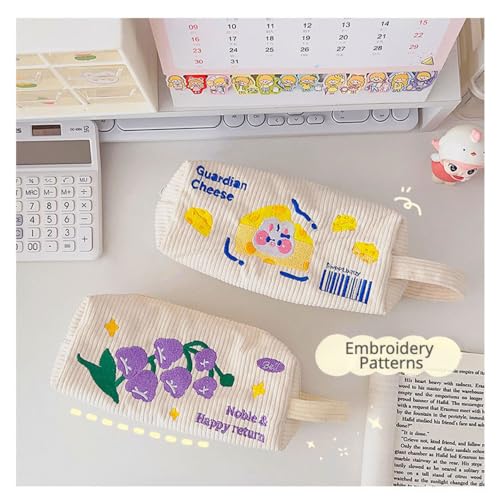 Image of Cute Pencase PenPouch Cosmetics Storage Bag Large Capacity Kawaii Cartoon Flower Bunny Aesthetic Estuche para Lapices (Cheese Bunny)