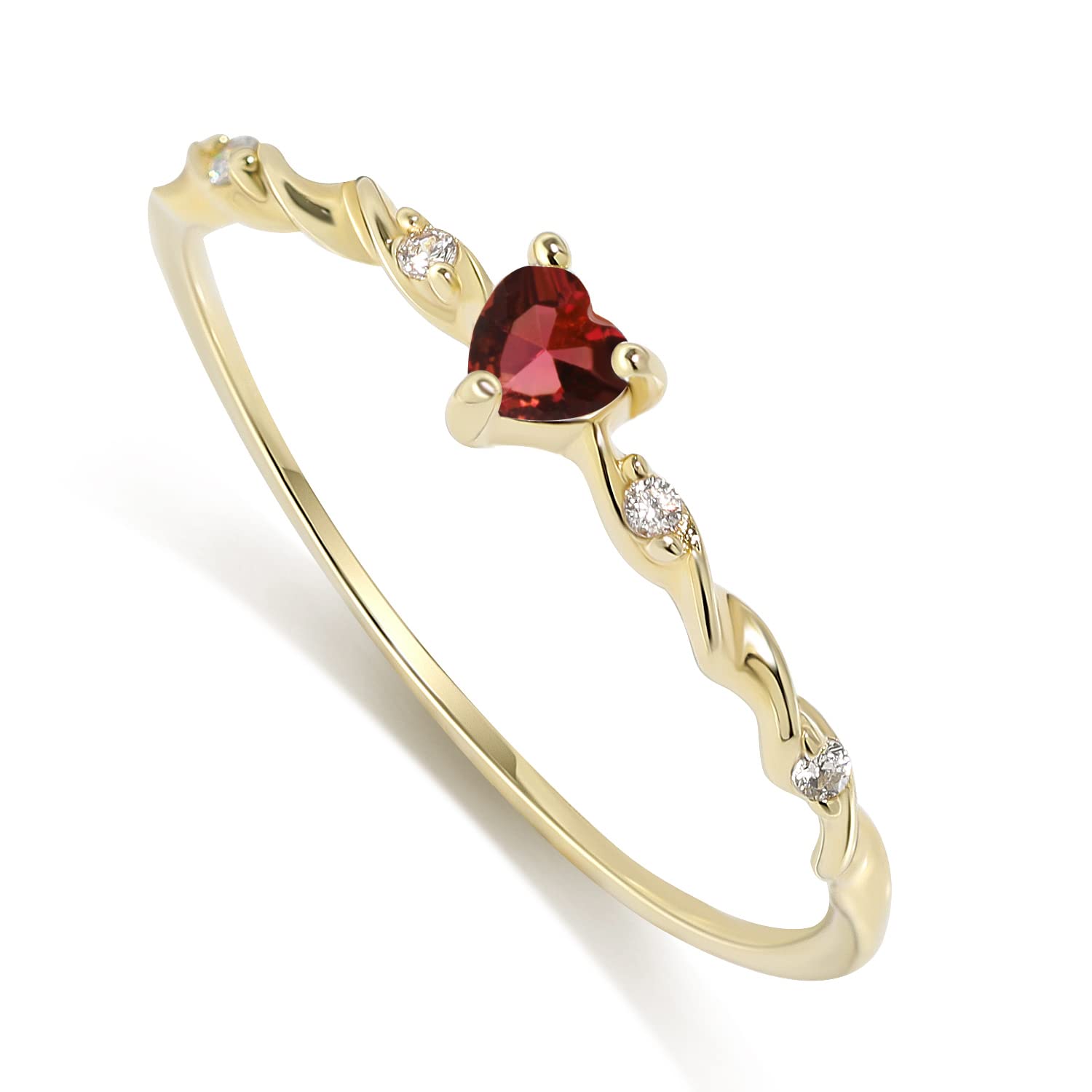 Meissa Meissa Anillos de Mujer Plata de Ley 925 Anillo Corazón Pequeño Apilable Joyería de Mujer Regalo de Cumpleaños Aniversario de Mujer (Oro y Piedra Rosa - 10,25)