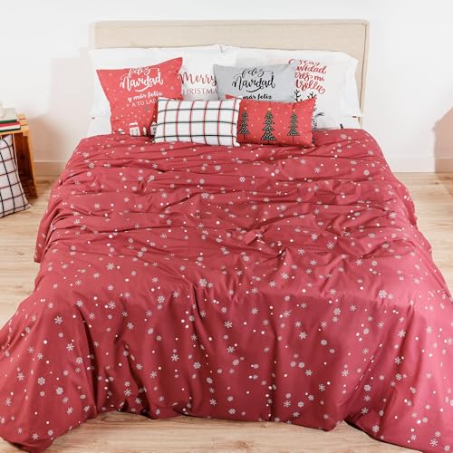 Funda nórdica Navidad 50% algodón tejida para cama de 135 con botones 3