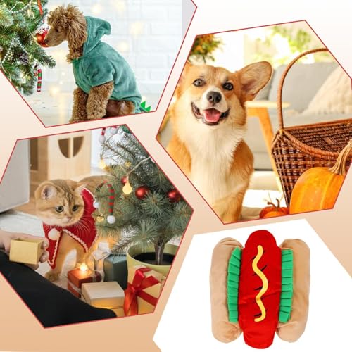Fantasia de cachorro-quente para animais de estimação, fantasia de Halloween de cachorro-quente para