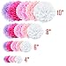 Pink Tissue Paper Flowers Pom Poms Set - 20pc Assorted Sizes for Wedding Birthday Baby Shower Party Decorations - Light Pink, Purple, Rose, White Backdrop Decor Kit
