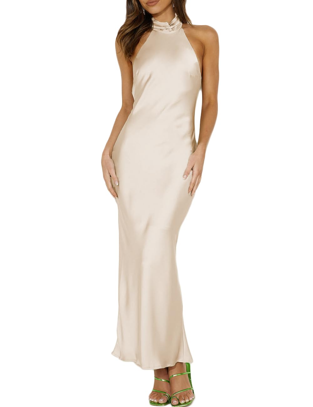 Phicia Halter Tie Cowl Back Maxi Dress