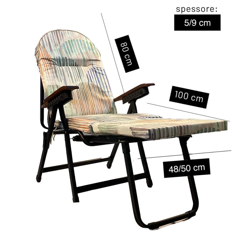 TECNOCUCI Materassino per Sdraio Ripiegabile Modello Tahiti - Ideale per Gli Esterni - Adatto agli sdrai Estraibili - 100% Realizzato in Italia