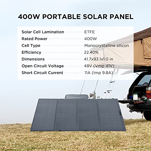 Ef Ecoflow 400W Portable Solar Panel, Foldable & Durable, Complete With An Adjustable Kickstand Case, Waterproof Ip68 For Outdoor Adventures #TOP3