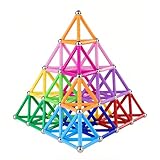 204 Pcs Magnetic Building Sticks Blocks Toys, 2.3' Length Magnet Educational Stacking Toys Set for Kids and Adult, STEM Building Toy 3D Non-Magnetic Balls with Storage Bag