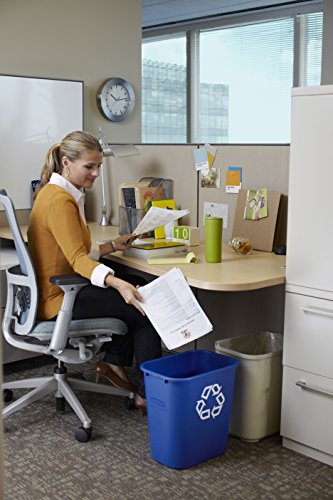 Image of Rubbermaid Commercial Products Deskside Recycling Can, 7-Gallon /28-Quart, Blue Recycling Symbol, Plastic, for Bedroom /Bathroom /Office /Under Desk /Sink