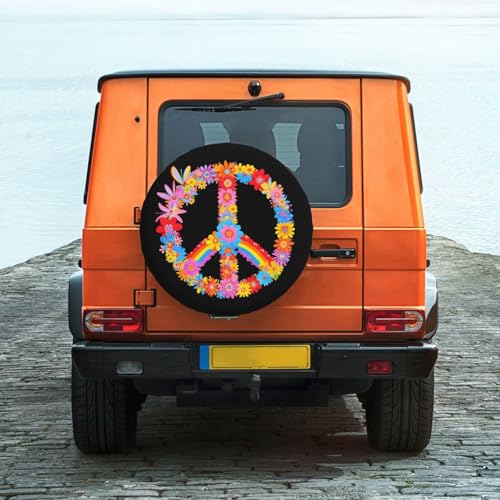 Image of IBILIU Pink Flamingo Spare Tire Cover,Bird Palm Trees Sunset Animal Tire Cover Wheel Protectors Weatherproof Universal Fit for Cars Trailer RV SUV Camper Truck - 15 Inch