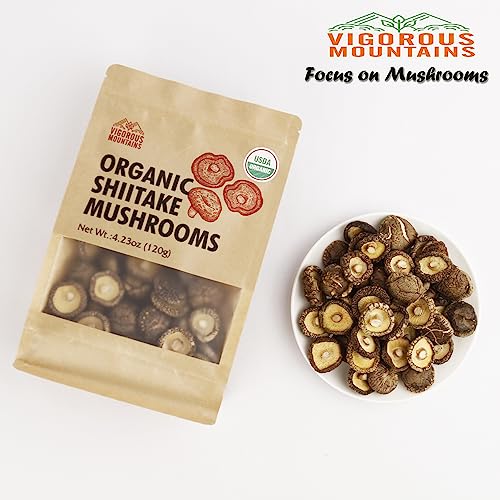 Vigorous Mountains Usda Organic Dried Shiitake Mushrooms Dry Dehydrated Mushrooms For Cooking 4.23Oz thumb #4