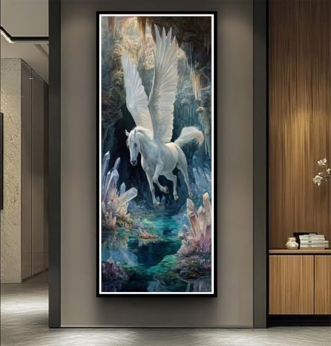 DIY Diamond-Painting Cheval Volant 5D : Grand Format 50x100cm Broderie Diamant Adulte Animaux