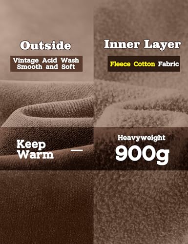 Image of FAIABLE Womens Oversized Acid Wash Hoodie Unisex Heavyweight Cotton Hoodies Fleece Vintage Washed Sweatshirt Women Men