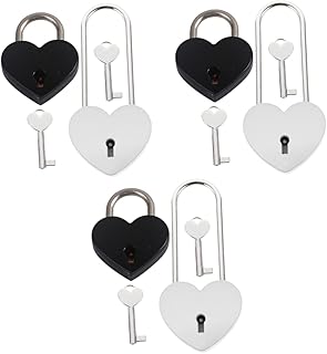 6 Pcs Heart Love Lock Bapes Key Locks Small Storage Bench Suitcase Locks Small Key Lock Engraved Padlocks Small Locks with Keys Mini Padlock Small Suitcase Padlocks Heart-Shaped