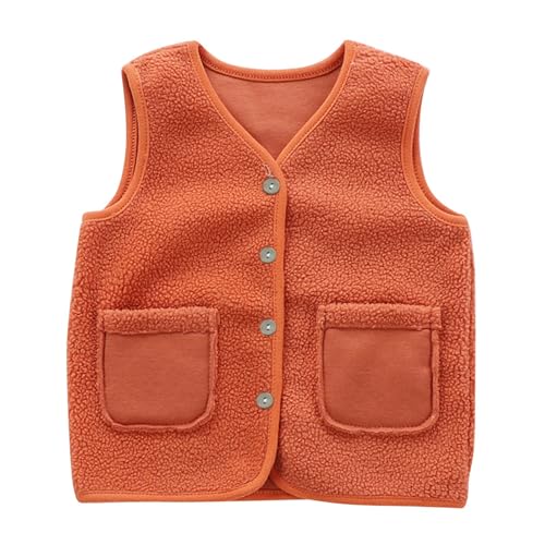 Unisex Sleevless Waistcoat Fuzzy Fleece Lightweight Casual Button Vest Toddler Fall Winter Coats Warm for Boy Girl