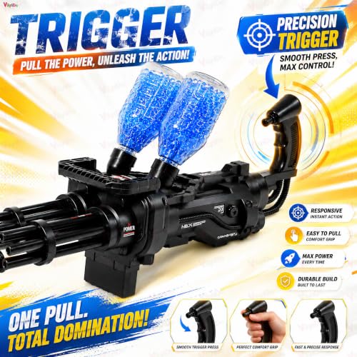 Image of VikriDA NEW Gatling Large Electric Automatic Gel Blaster Gun with Double Barrel,Gatling Gel Bomb Gun Toy,Outdoor Shooting Game Toy Gun
