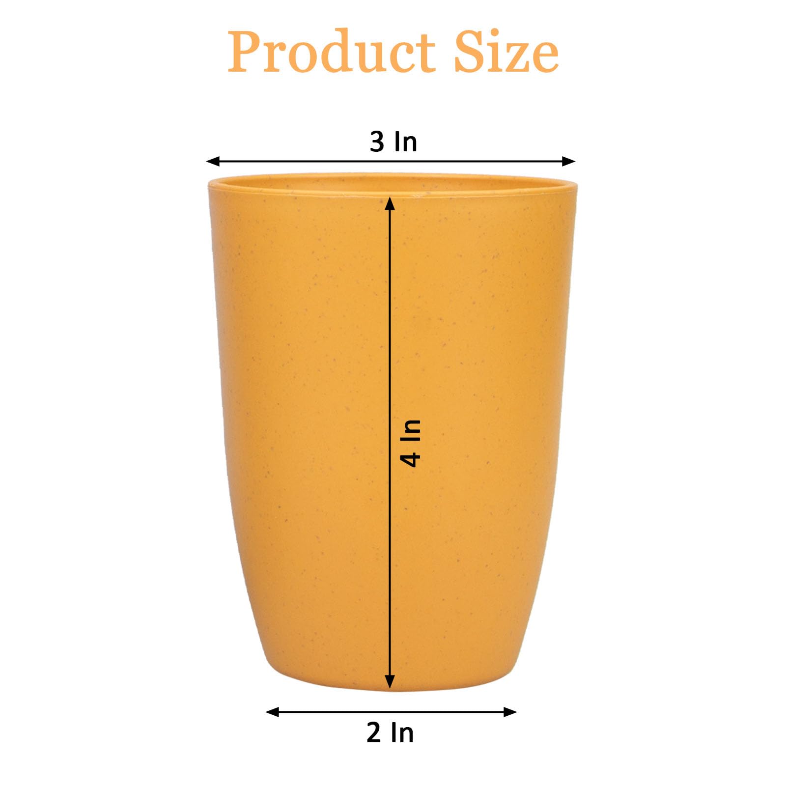 8Pcs Wheat Straw Cups, Reusable Drinking Cups, 12 oz Unbreakable Drinking Cup, Dishwasher Safe Tumbler, Lightweight