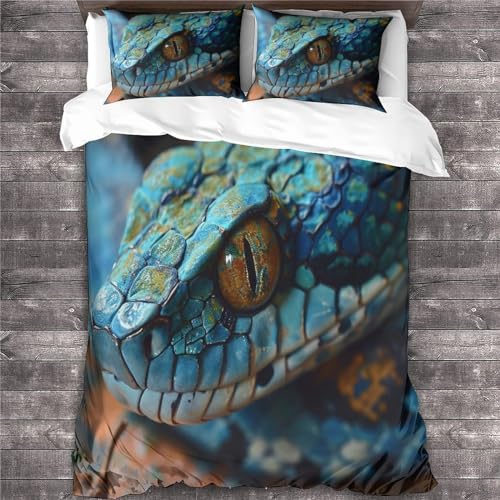 Housse de couette serpent 200x200 cm avec taies en microfibres