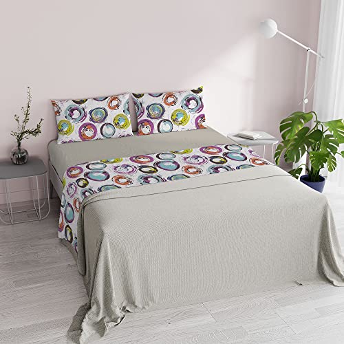 MB HOME ITALY “Fantasy” Bed Sheets Set, Double, Cerchi Astratti - Image 4