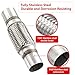 Autarboor Exhaust Flex Pipe, 2''x 6''Stainless Steel Heavy Duty Exhaust Flex Pipe, Double Braid Exhaust Flex Tube, Overall Length 10''