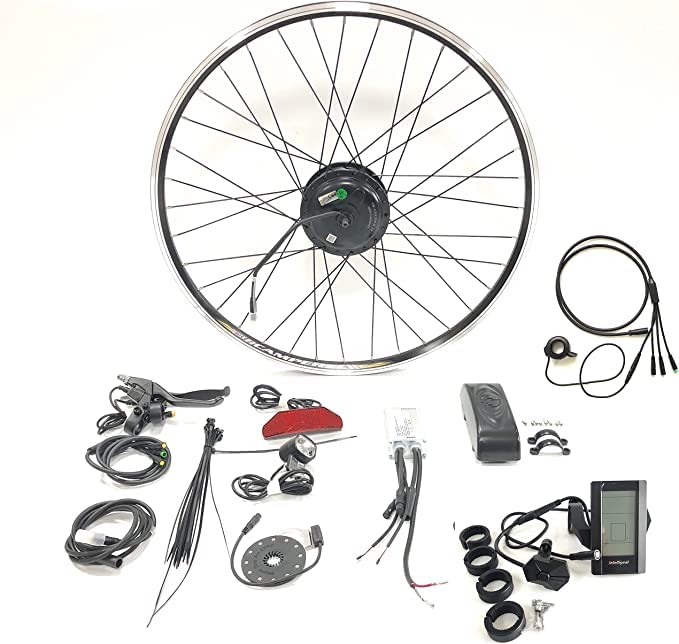 48V350W Electric Bicycle Hub Motor Conversion Kit 26inch Bike Front Drive Disc Brake with C965 LCD Display Sinewave Controller PAS E-Brake Thumb Throttle Kit…
