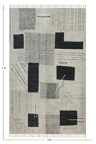 Tapis kilim géométrique gris et noir pour une chambre à coucher design - 4