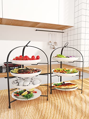 Anmeish 3 Tier Serving Stand Collapsible(Plate Not Included), Three Tiered Metal Cake Cupcake Dessert Pizza Display Standf, Fit For 4"-10" Plate (White) #TOP5