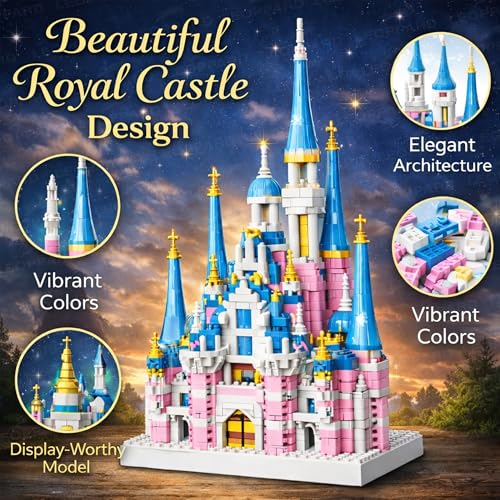 Image of The Little Ones Building & Construction Sets - 1300+ PCS Princess Castle Building Block Toys for Girls Toys for Kids Birthday Gifts DIY STEM Educational Toys for Girls Aged 8-14 Years[Princess Castle