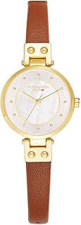 orologio analogico al quarzo da donna, rosa dorato, ultra piatto, cinturino in vera pelle, gold