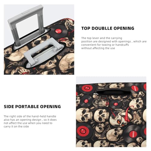Travel Luggage Cover Protector - Rock Record Skull Anti-Scratch Suitcase Covers Fits 18-32 Inch Luggage3
