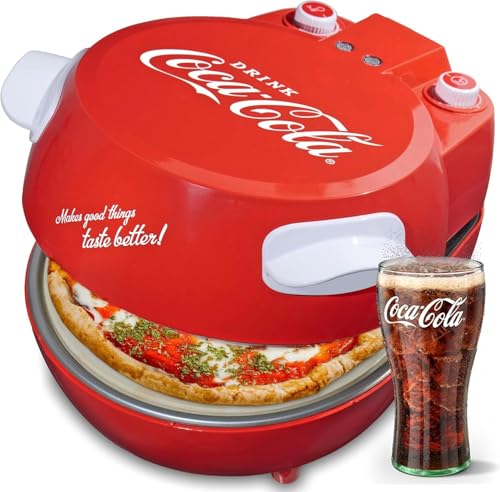 Salco Coca-Cola Pizzamaker – Perfect Pizza in 3-5 Minutes | Cordierite Stone 30 cm | Temperature up to 400 °C | Timer 15 Minutes | Cool-Touch Case | For Frozen and Fresh Pizzas