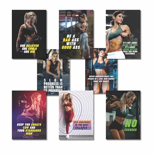 Image of MELDORA STUDIOS Premium Motivational Gym Posters - Inspirational Wall Art with Fitness Quotes for Women, Ideal for Home Gym, Office, or Workout Spaces (set of 8, 12x18 inch)