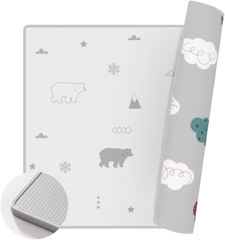 プレイマット　ベビーマット　リバーシブル プレイマット リバーシブル ラグマット 厚さ1.35cm 200×140 PVC