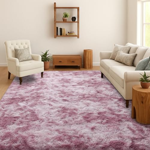 SOANNY Tapis Shaggy Long Poil Tie-Dye, Lavable & Antidérapant, Doux et Moelleux, Salon, Chambre,...
